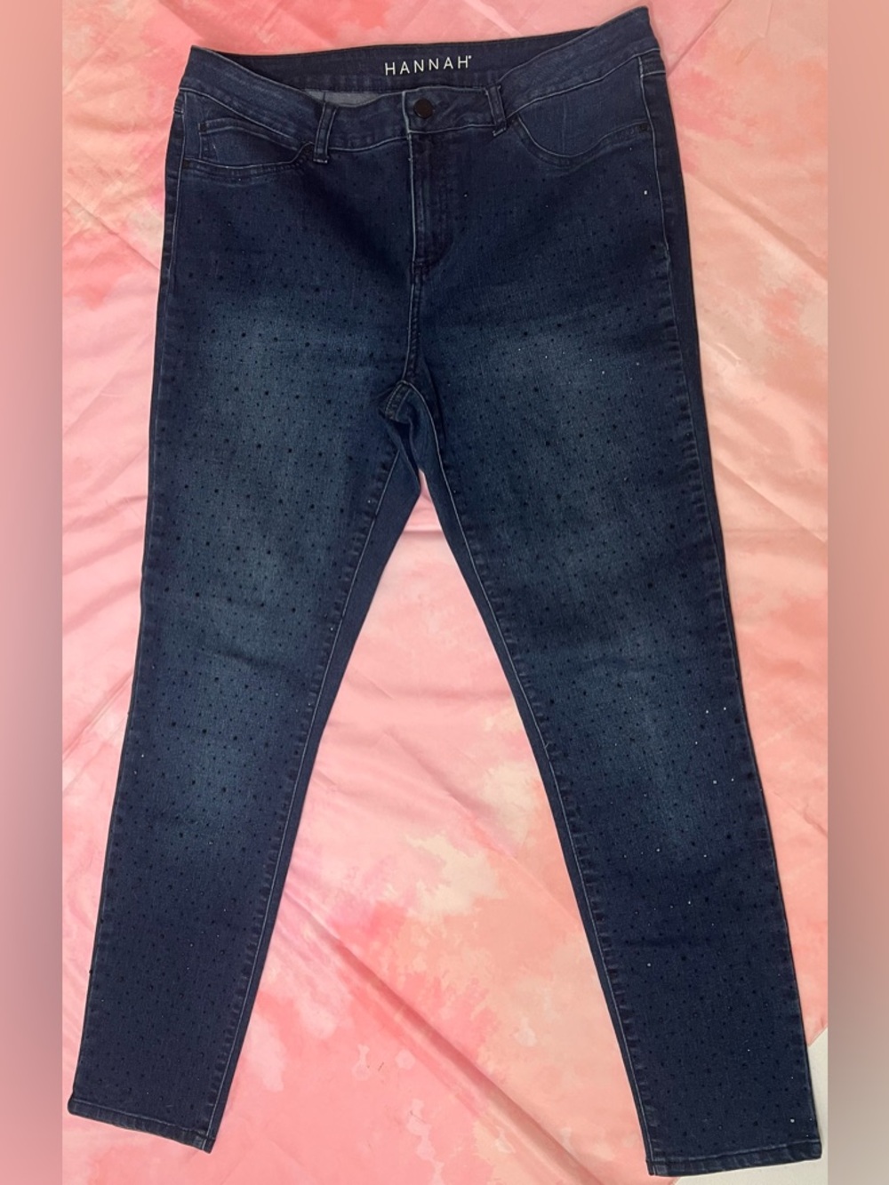 Hannah Rhinestone Skinny Jeans Dark Wash Size 14